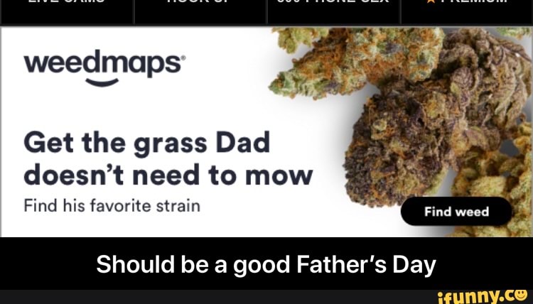 Get the grass Dad
doesn't need to mow
Find his favorite strain DO Find
weed
Should be a good Father's Day - Should be a good Father’s Day