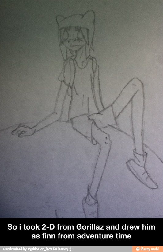 So i took 2-D from Gorillaz and drew him
as finn from adventure time - So i took 2-D from Gorillaz and drew him as finn from adventure time
