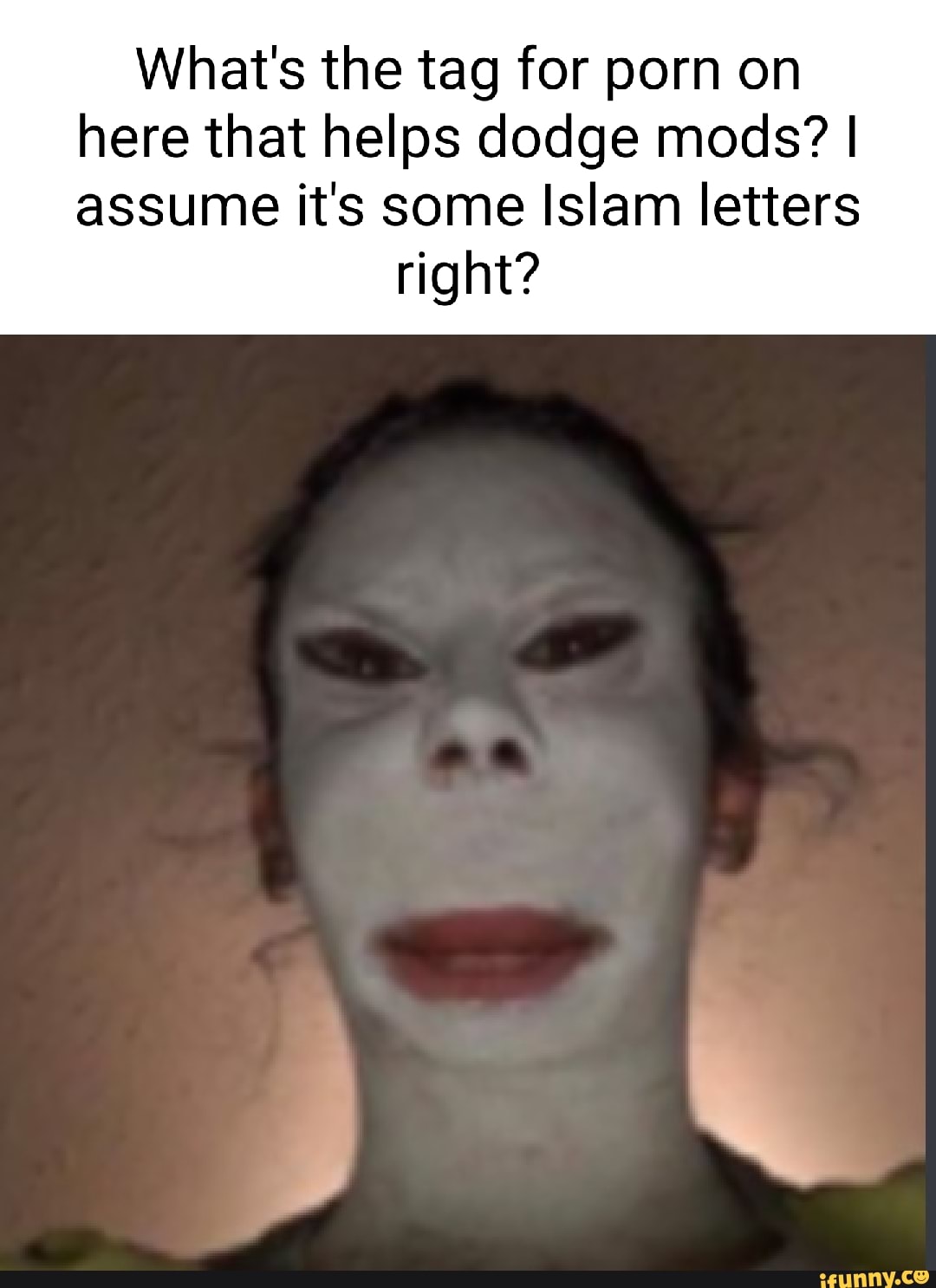 Whats the tag for porn on here that helps dodge mods? I I assume its some  Islam letters right? - iFunny