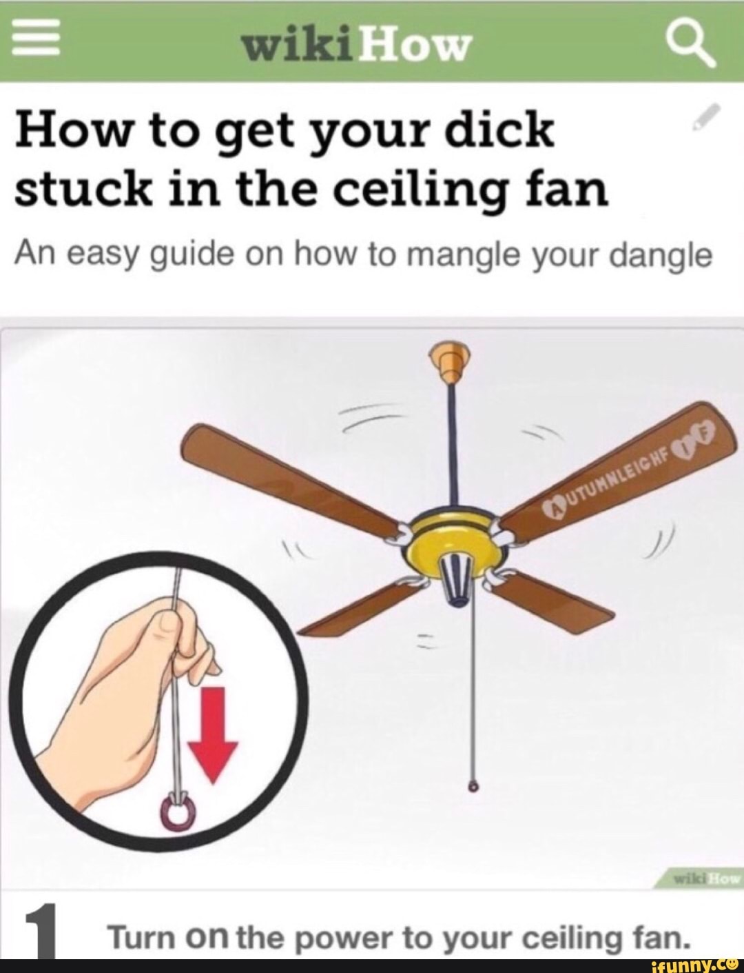 Dick caught in ceiling fan meme