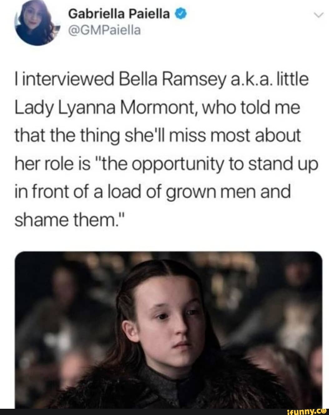 Iinterviewed Bella Ramsey a.k.a. little Lady Lyanna Mormont, who told ...