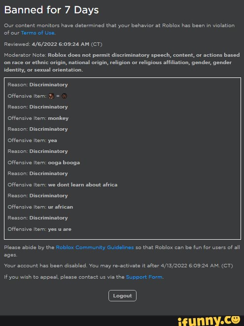 Banned For 7 Days Our Content Monitors Have Determined That Your 1 