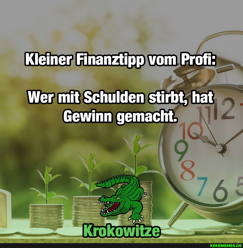 Kleiner Finanztipp vom Profi:
Wer mit Schulden stirbt, hat
Gewinn gemacht.