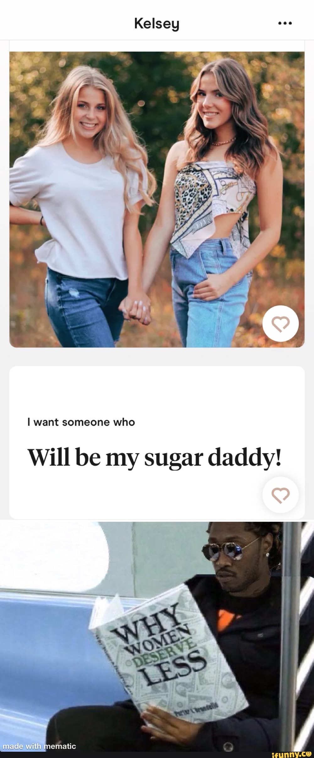 Kelsey
want someone who
Will be my sugar daddy!
made with