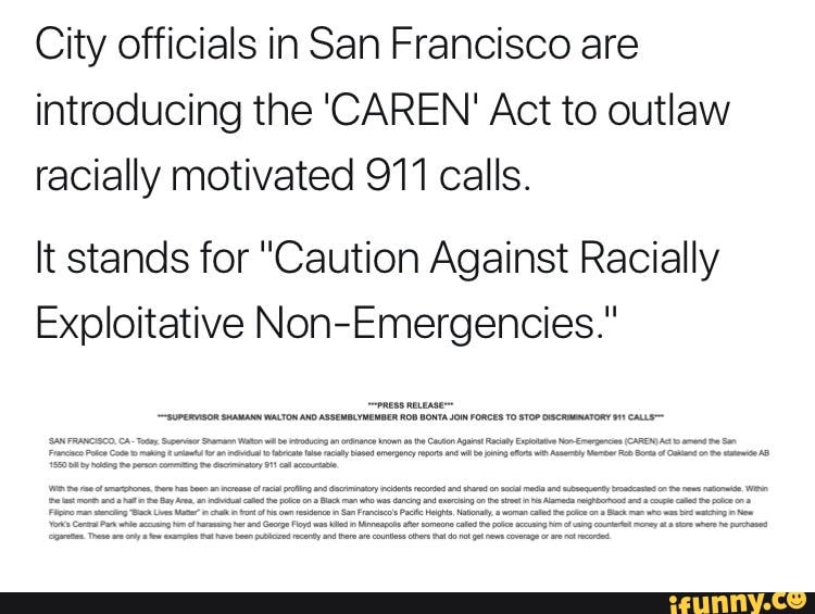 City Officials In San Francisco Are Introducing The Caren Act To Outlaw Racially Motivated 911 8659