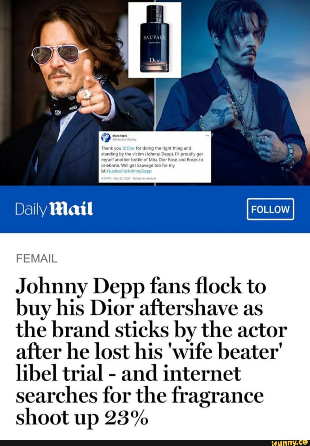 aftershave advertised by johnny depp