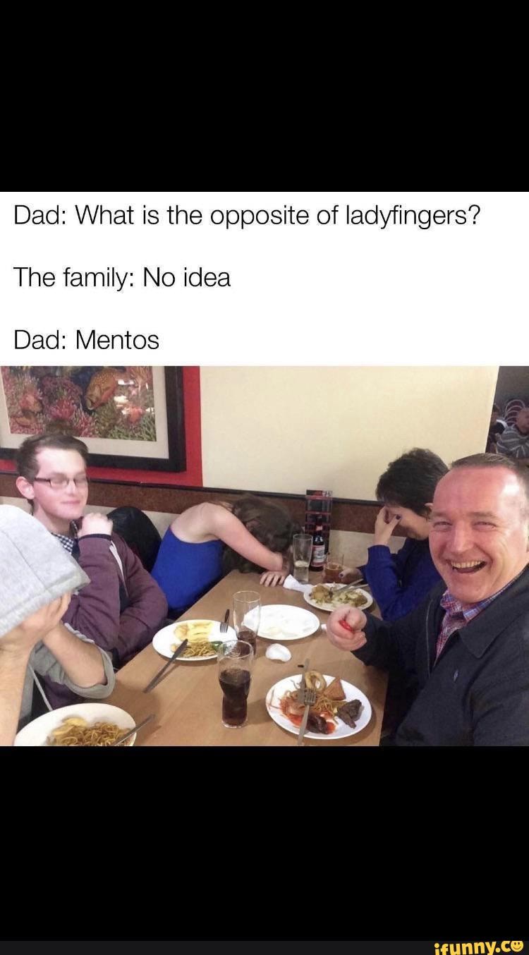 The first 50 Dad Joke memes made by me [Meme Dump] Dad What is the opposite of ladyfingers