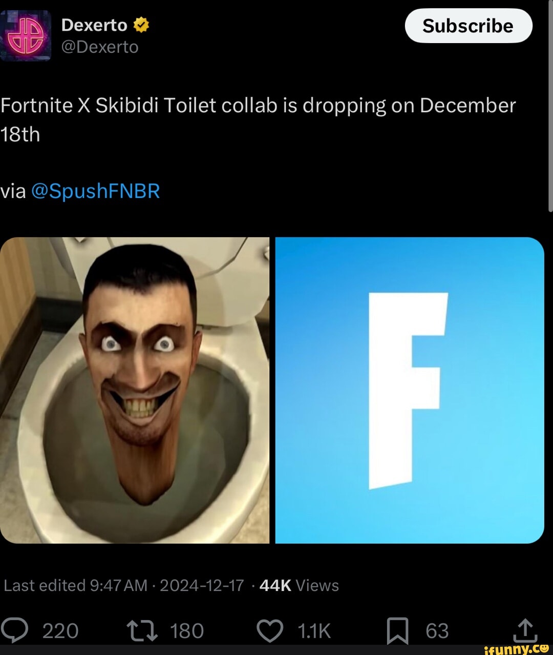 Fortnite X Skibidi Toilet Collab Is Dropping On December 18th Via 1 