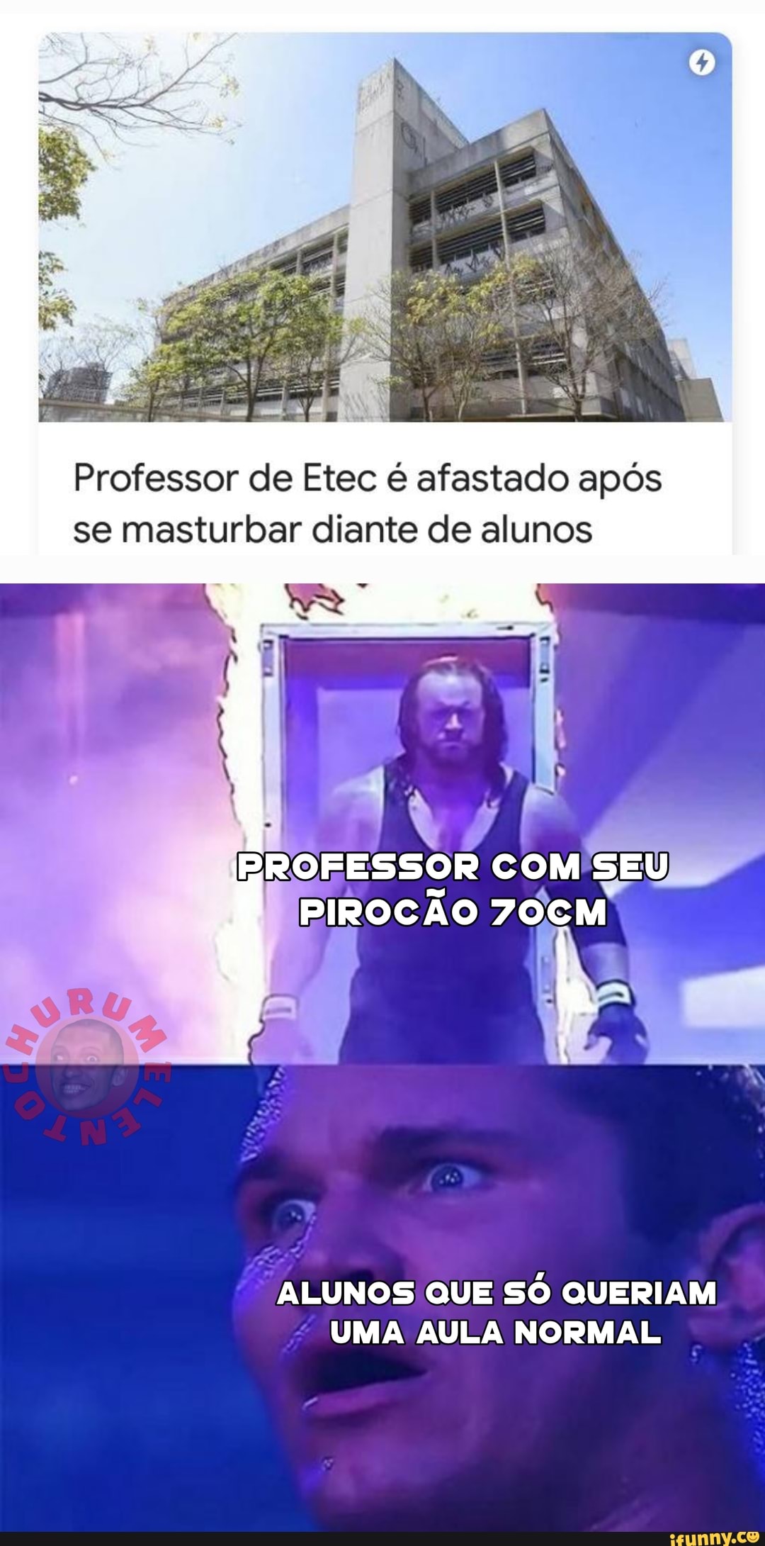 Professor de Etec é afastado após
se masturbar diante de alunos
ALUNOS QUE SÓ QUERIAM
UMA AULA NORMAL