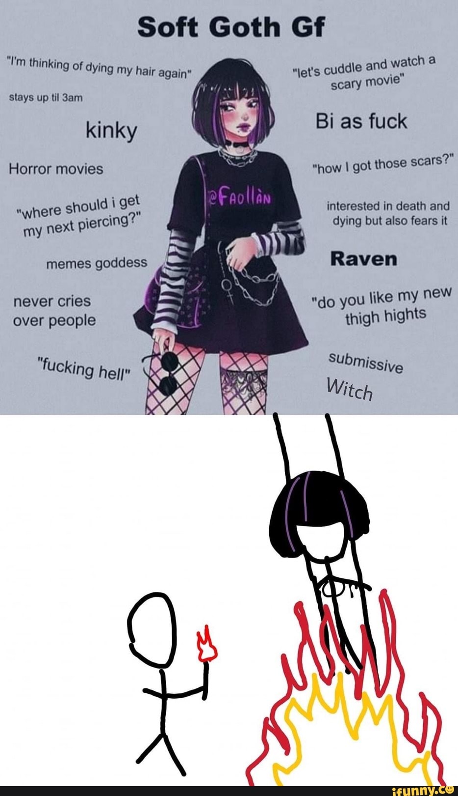 Soft Goth Gf memes goddess Raven.