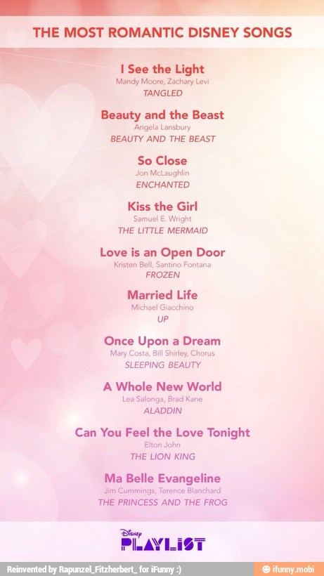 The Most Romantic Disney Songs I See The Light Mandy Moore Zachary Levi Tangled Beauty And The Beast Angela Lansbury Beauty And The Beast Jon Mclaughlin Enchanted Kiss The Girl Samuel E