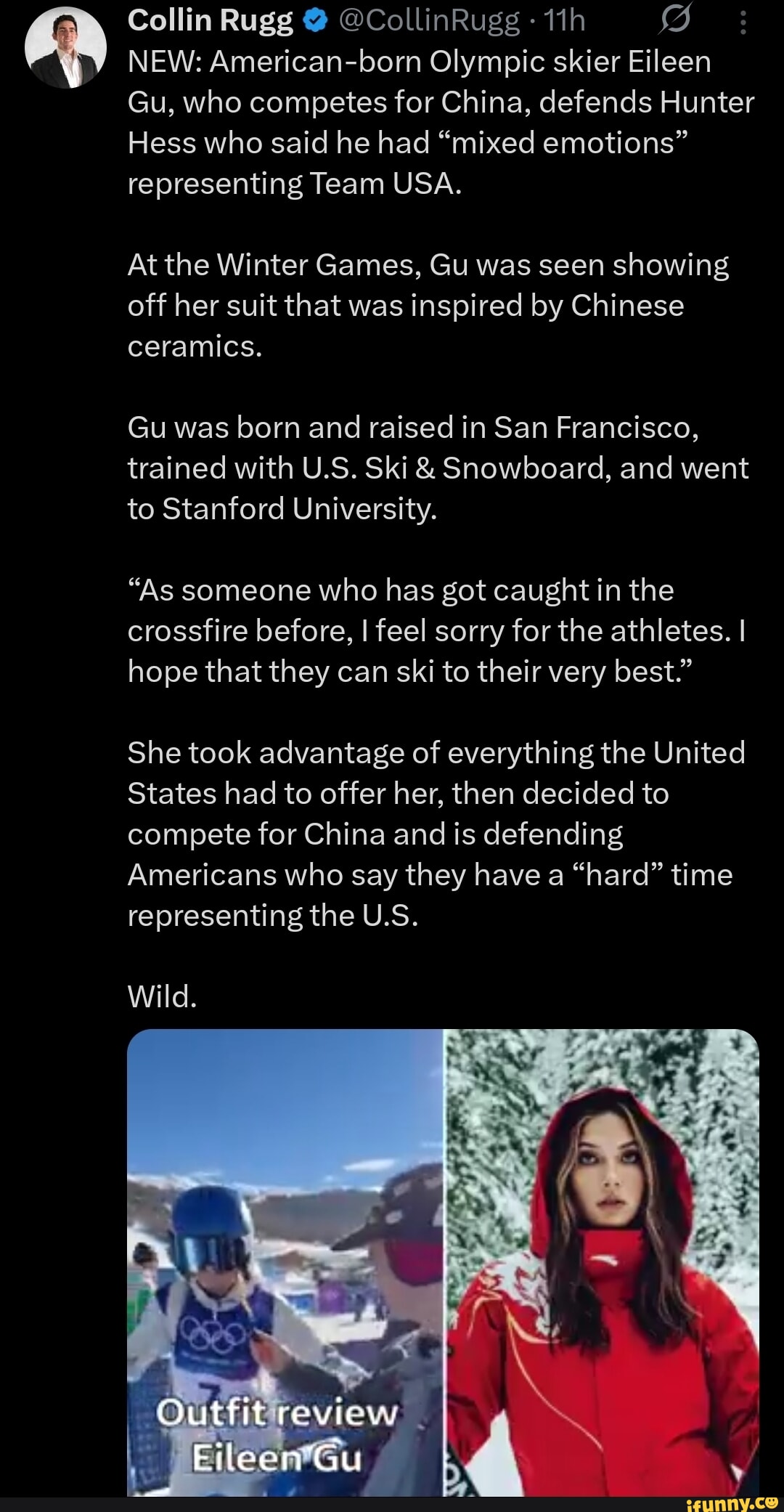 Collin Rugg @ @CollinRugg NEW: American-born Olympic skier Eileen Gu ...