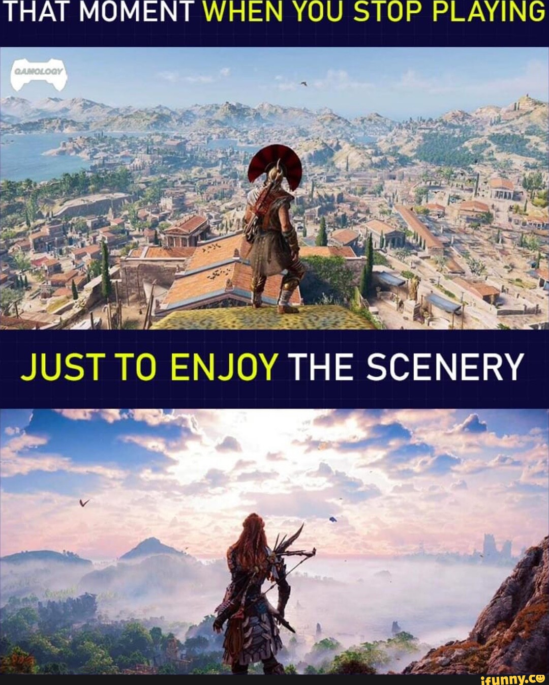 THAT MOMENT WHEN YOU STOP PLAYING JUST TO ENJOY THE SCENERY - iFunny