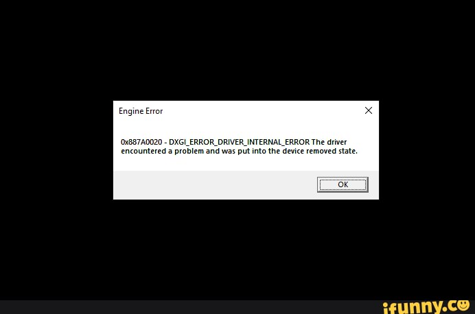 Dxgi error driver internal error как исправить