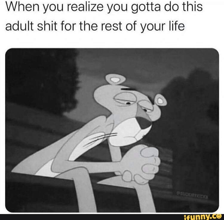 When you realize you gotta do this adult shit for the rest of your life