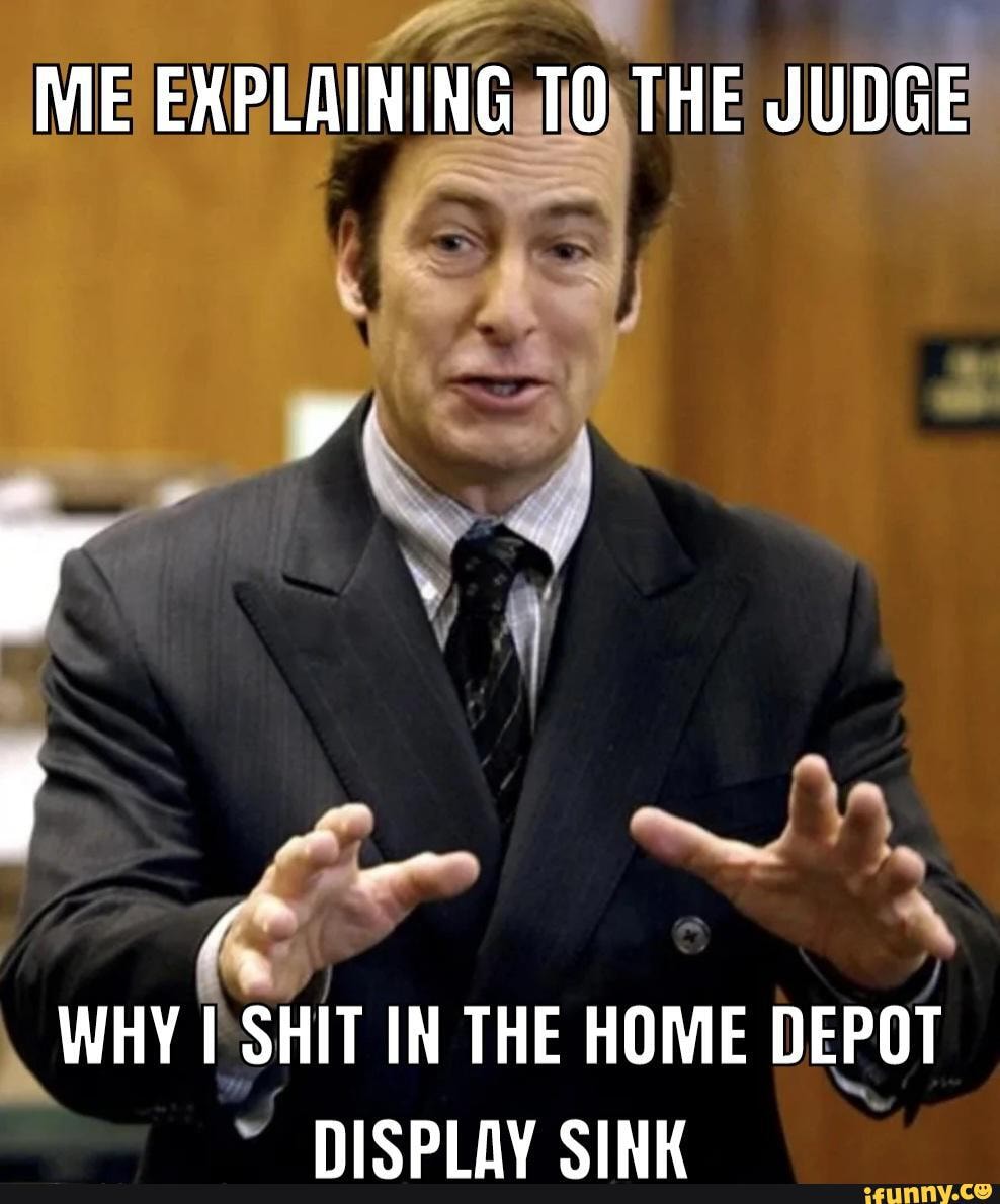 ME EXPLAINING THE JUDGE WHY SHIT IN THE HOME DEPOT my SINK - iFunny