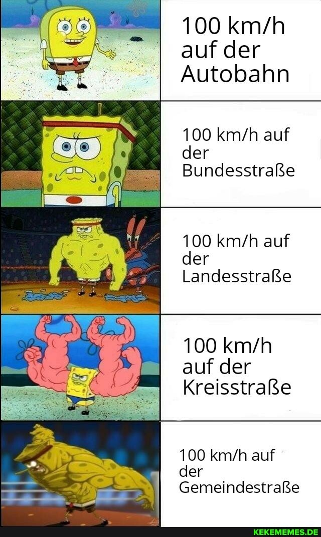 100 auf der
Autobahn
100 auf der
Bundesstraße
100 auf der
Landesstraße
100 auf der
Kreisstraße
100 auf der
Gemeindestraße