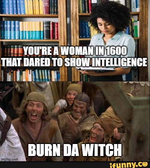 YOU'RE A WOMAN IN 1600 THAT DARED SHOW INTELLIGENCE BURN DA WITCH - iFunny