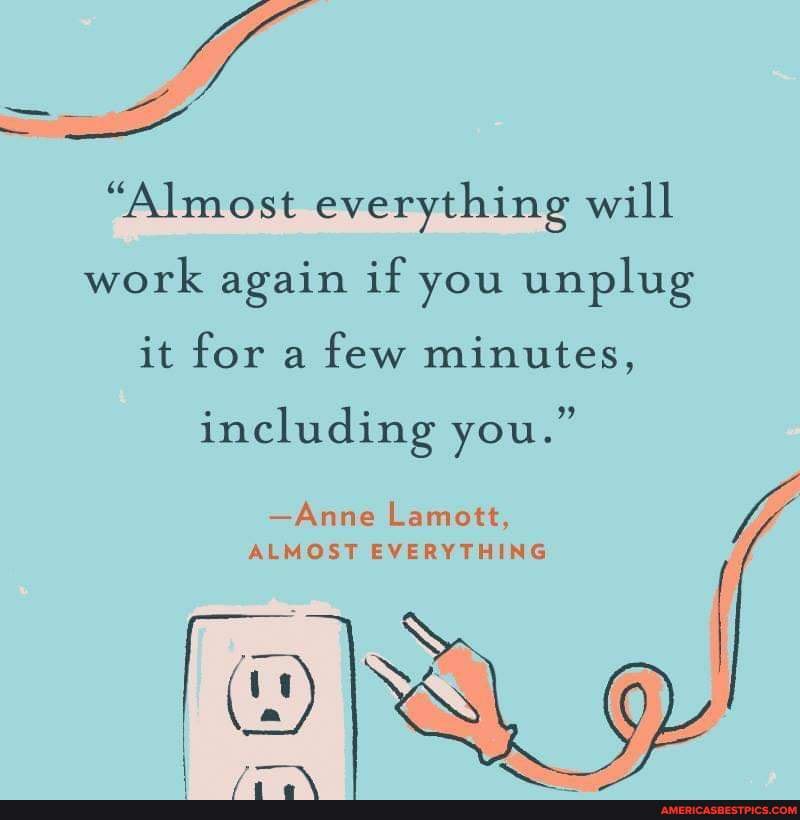 "Almost everything will work again if you unplug it for a few minutes, including you." -Anne Lamott, ALMOST EVERYTHING