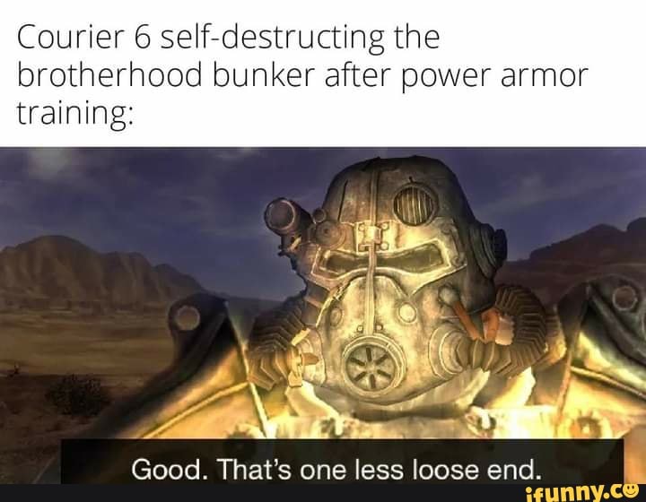 Courier 6 self-destructing the brotherhood bunker after power armor ...