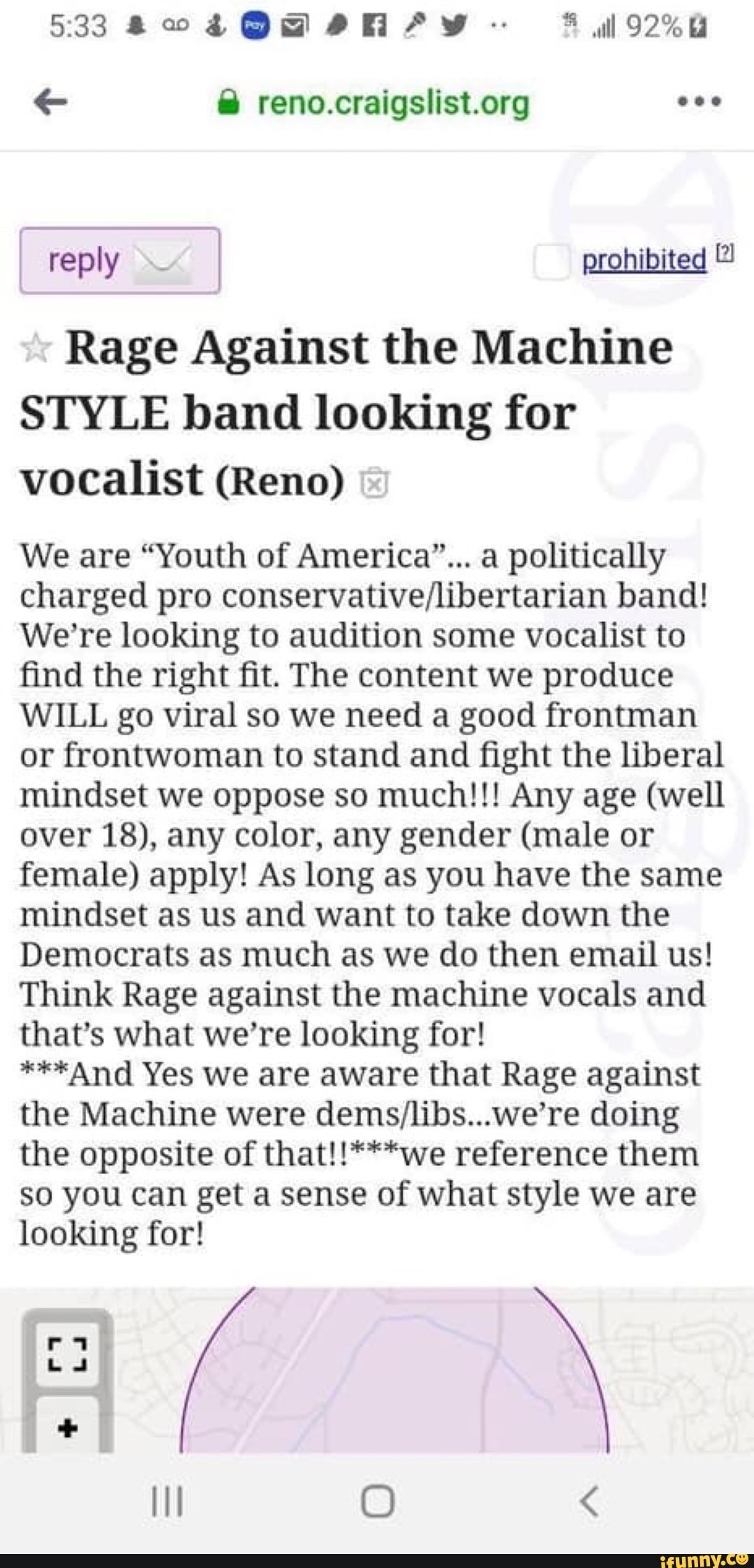 € reno.craigslist.org eee MOT prohibited Rage Against the Machine STYLE  band looking for vocalist (