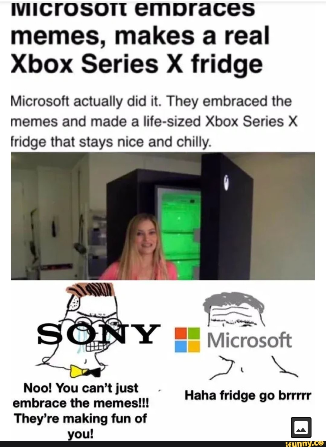 VIICrOSOTT empraces memes, makes a real Xbox Series X fridge Microsoft actually did it. They
