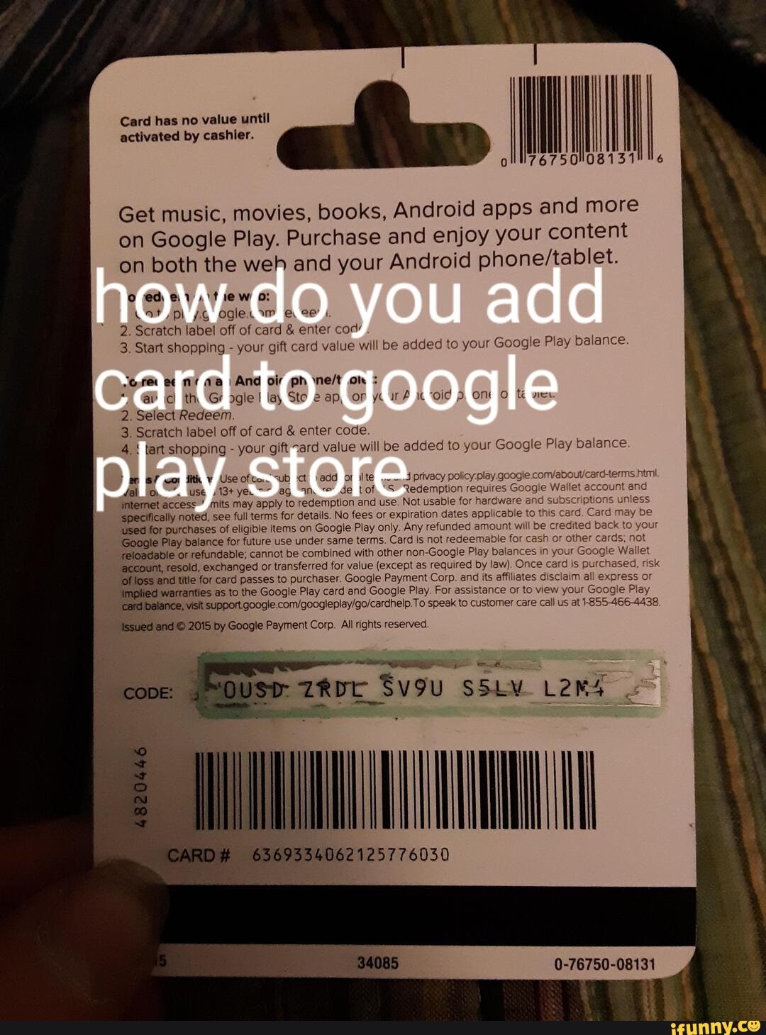 Card Has No Value Until Activated By Cashier Get Music Movies Books Android Apps And More