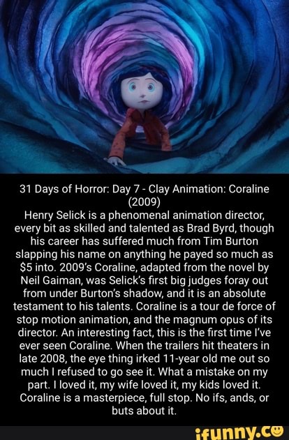 31 Days of Horror: Day 7 - Clay Animation: Coraline 1009) Henry Selick ...