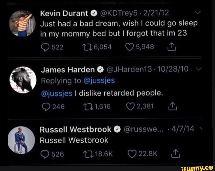 Kevin Durant @ @KDTrey5 Just had a bad dream, wish I could go sleep in