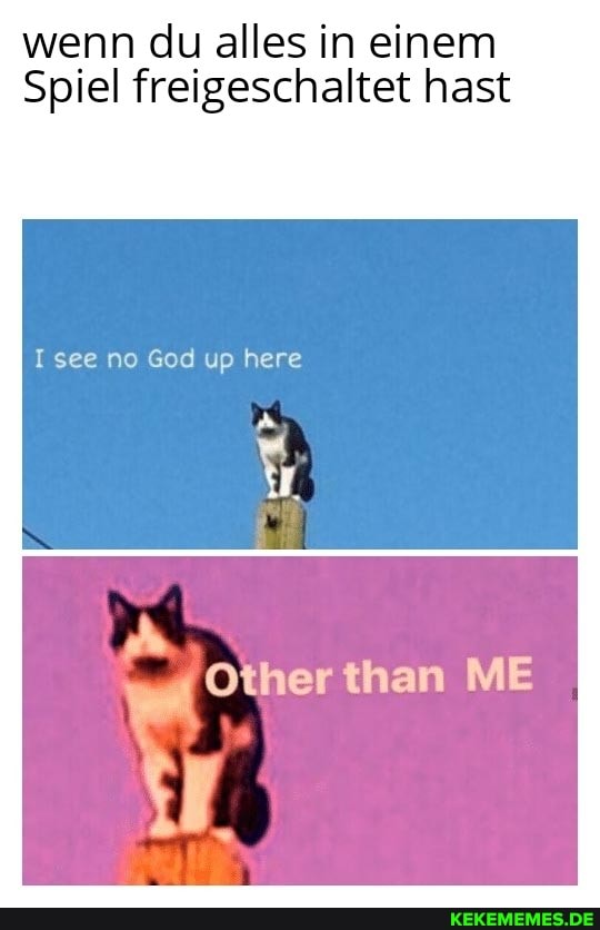 wenn du alles in einem
Spiel freigeschaltet hast
I see no God up here
Other than ME