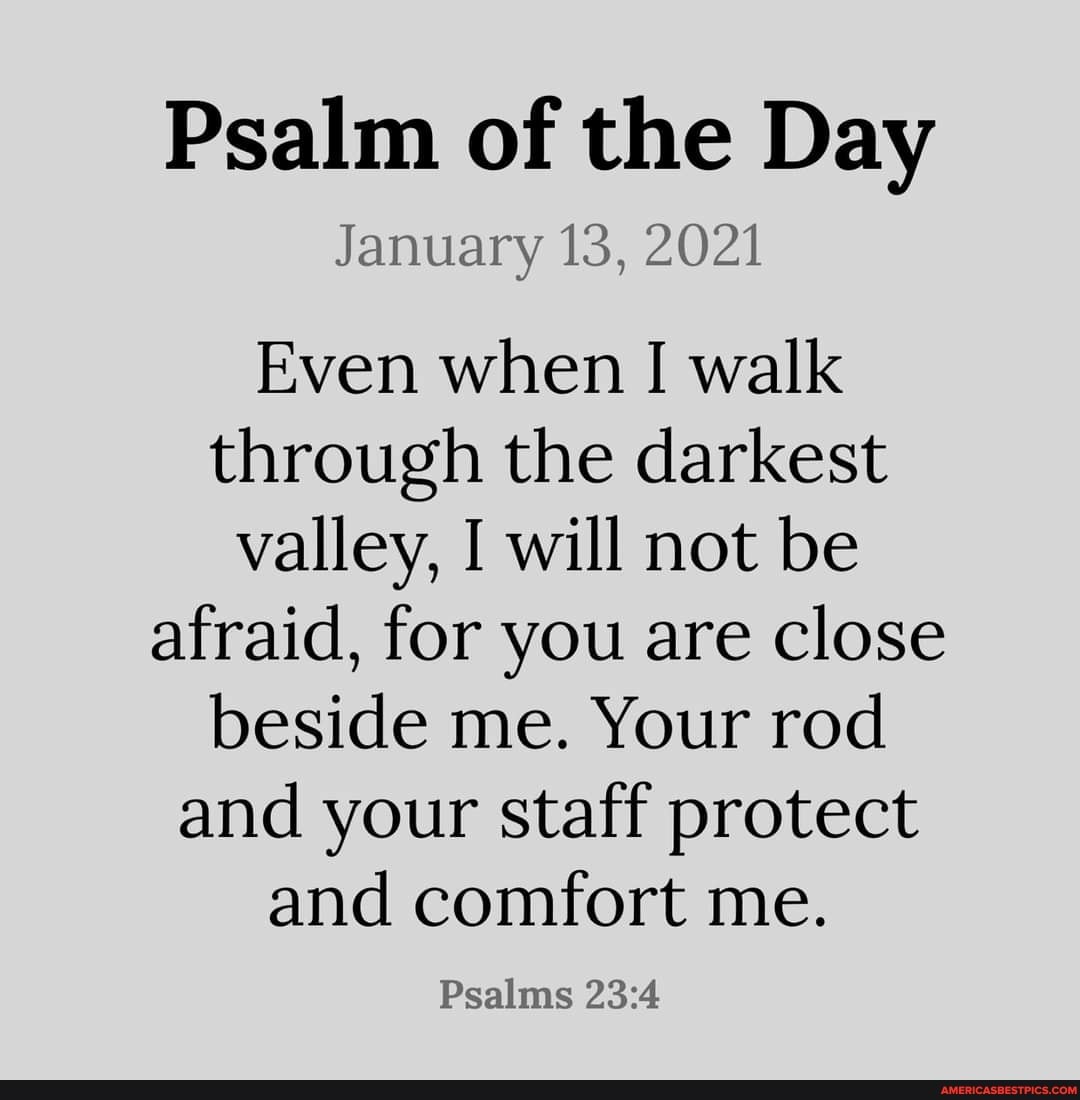 Psalm of the Day
January 13, 2021
Even when I walk through the darkest valley, I will not be afraid, for you are close beside me. Your rod and your staff protect and comfort me.
Psalms