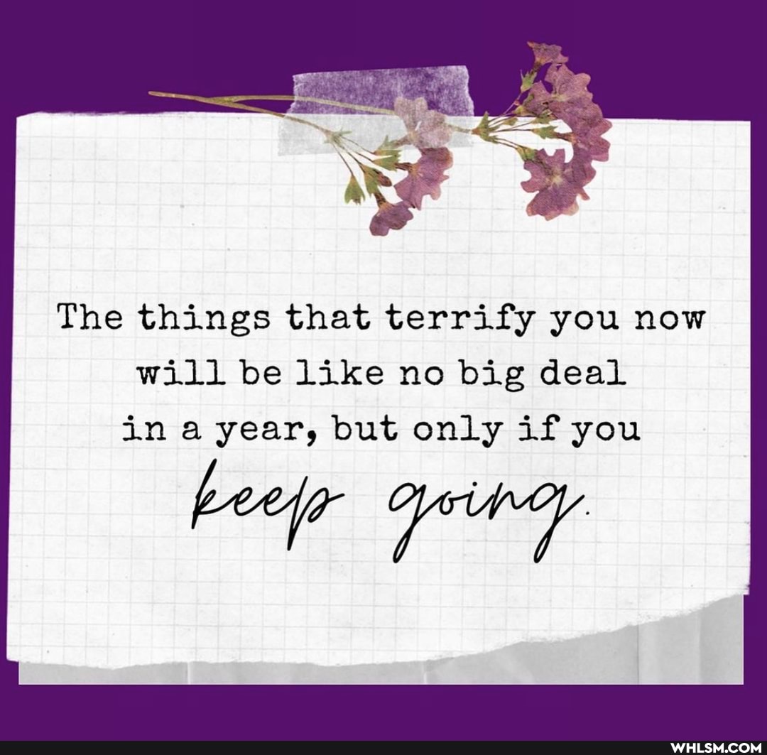 The things that terrify you now will be like no big deal
ina year, but only if you
beee Youry