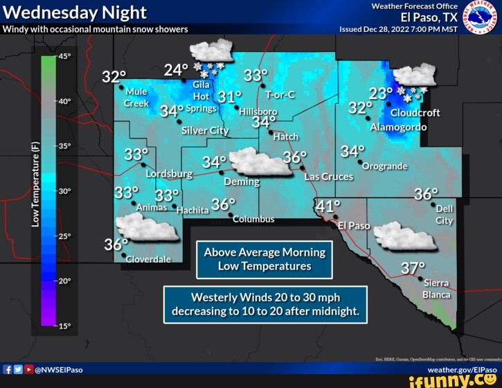 Wednesday Night Weather Forecast Paw. TX Windy with occasional mountain
