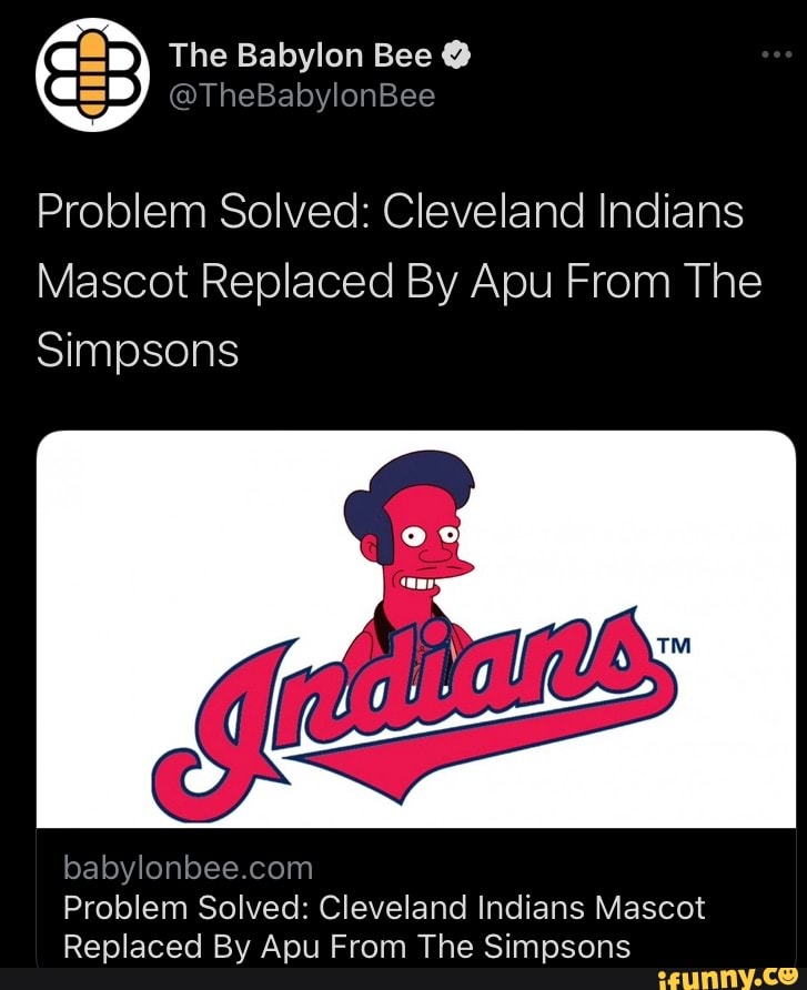 Problem Solved: Cleveland Indians Mascot Replaced By Apu From The Simpsons