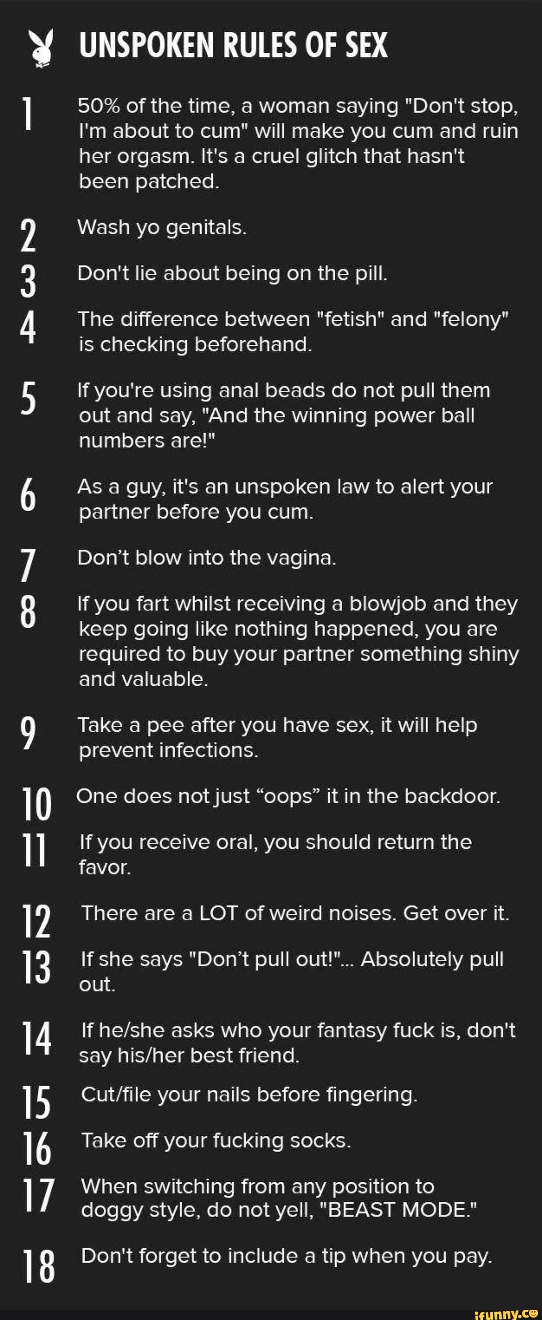 10 2 13 14 18 UNSPOKEN RULES OF SEX 50% of the time, a woman photo