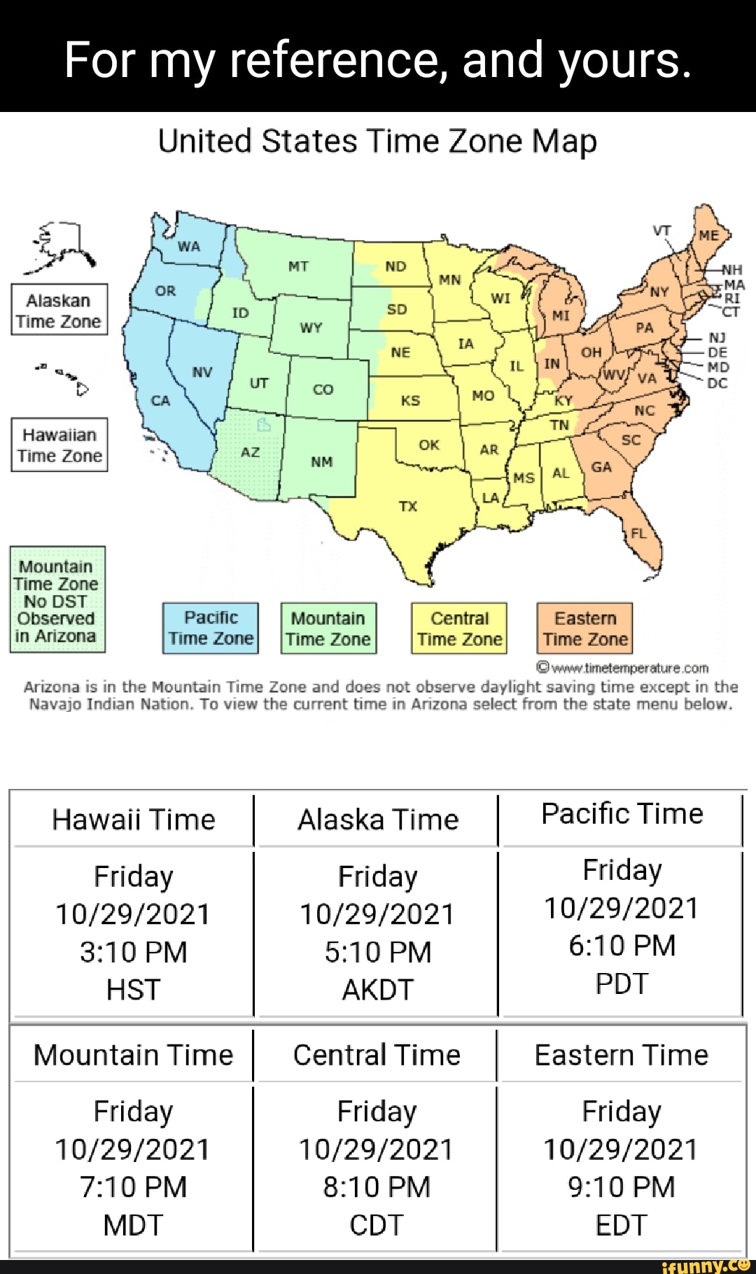 For My Reference, And Yours. United States Time Zone Map Alaskan Time Zone  Hawaiian Time Zone