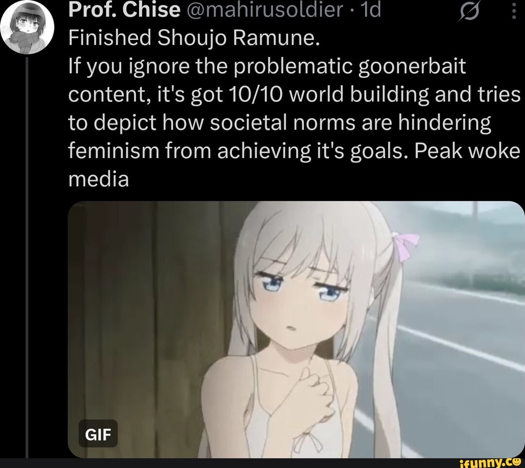 Prof. Chise @mahirusoldier id Finished Shoujo Ramune. If you ignore the  problematic goonerbait content, its got