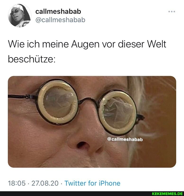 callmeshabab
@callmeshabab
Wie ich meine Augen vor dieser Welt beschütze:
27.08.20 - Twitter for iPhone
