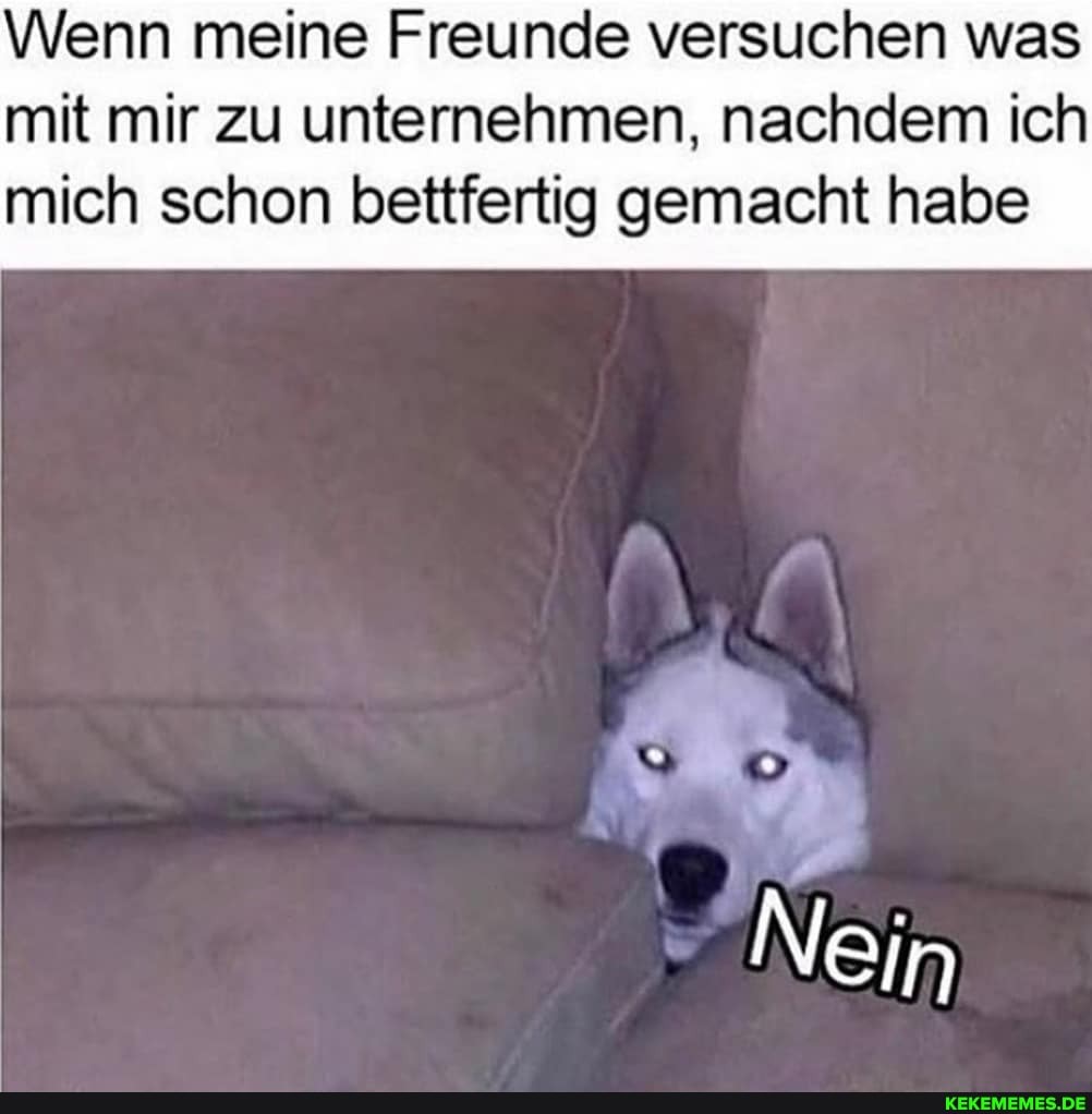 Wenn meine Freunde versuchen was mit mir zu unternehmen, nachdem ich
mich schon bettfertig gemacht habe
Nein