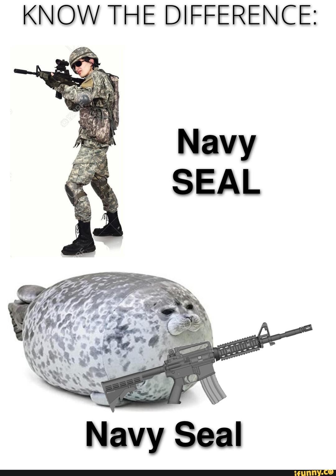 KNOW THE DIFFERENCE: cays Navy Seal - iFunny