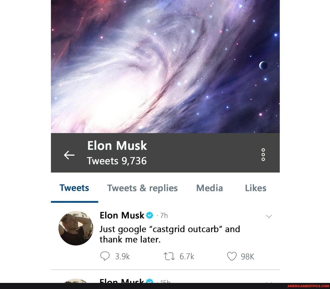 Elon Musk
Tweets 9,736
Tweets Tweets & replies Media Likes
Elon Musk?
Just google "castgrid outcarb" and thank me later.
3.9k