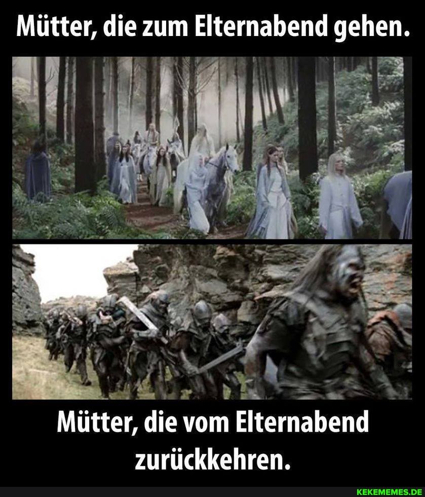 Mütter, die zum Elternabend gehen.
Mütter, die vom Elternabend zurückkehren.