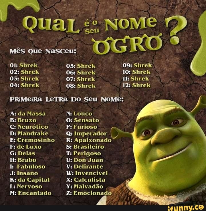 Se Nove Se Uuro E Mes Que Nasceu Oi Shrek 05 Shrek 09 Shrek 02 Shrek