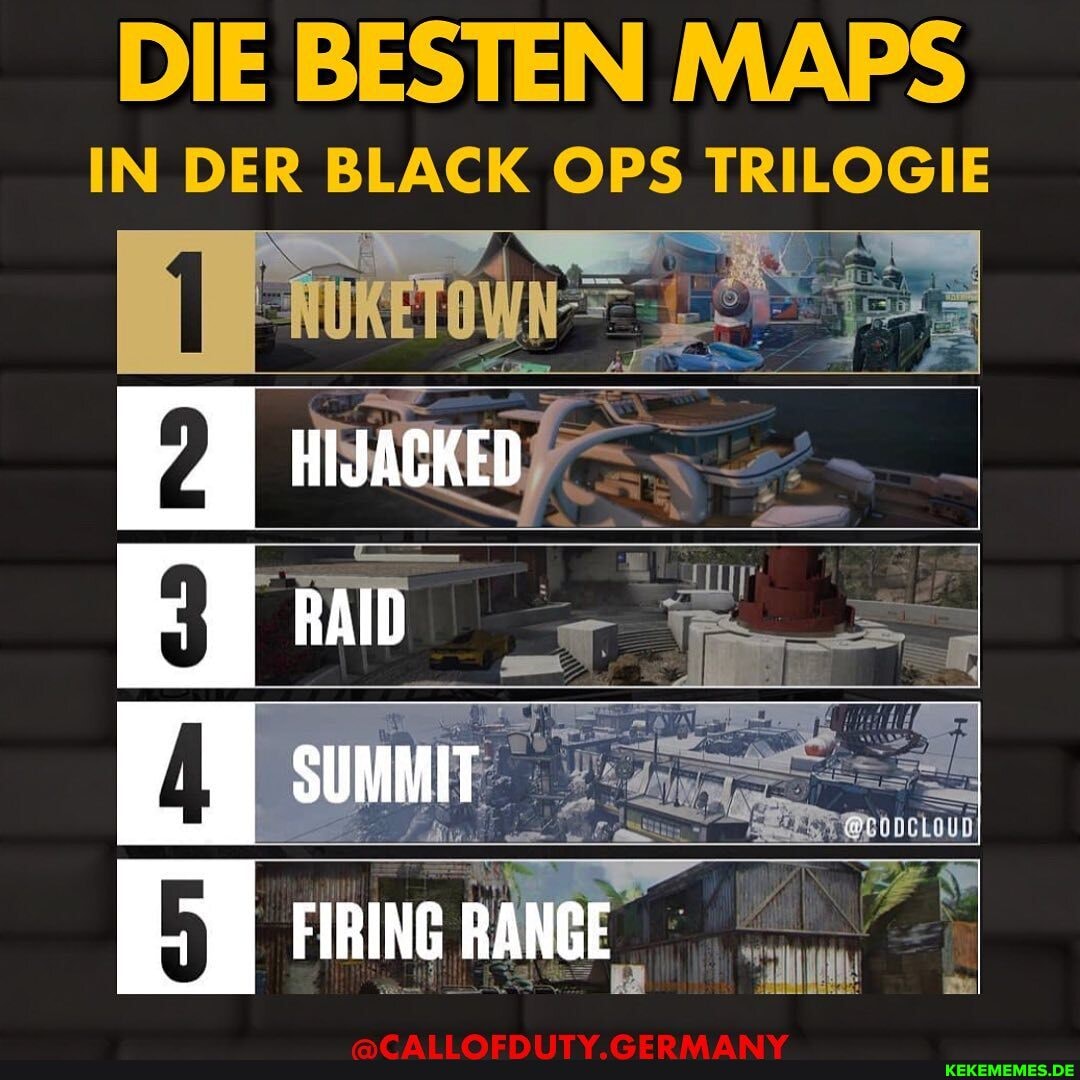DIE BESTEN MAPS
IN DER BLACK OPS TRILOGIE
&@CALLOFDUTY.GERMANY.