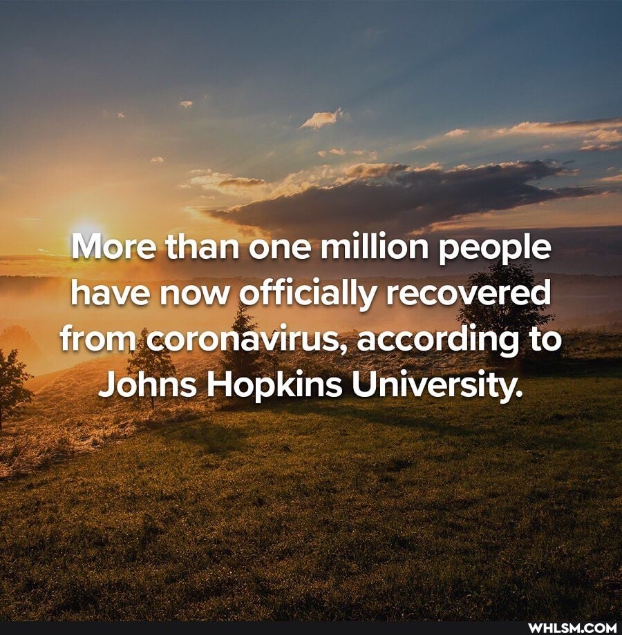 More than one million people have now officially recovered from coronavirus, according to
Johns Hopkins University.
