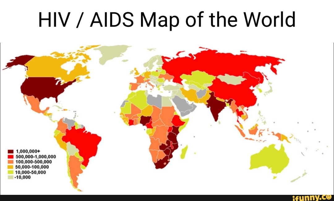 HIV / AIDS Map of the World - iFunny