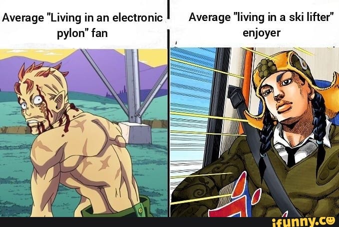 Average "Living in an electronic Average "living in a ski lifter" enjoyer pylon" fan