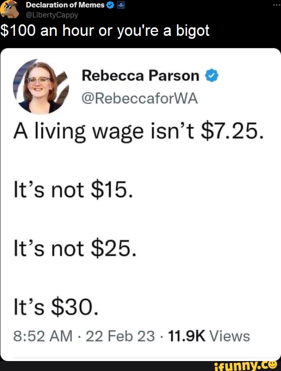 Declaration of Memes $100 an hour or you're a bigot Rebecca Parson ...