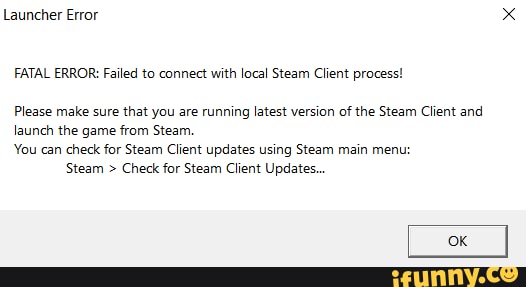 Cs go fatal error failed to connect to local steam client process что делать