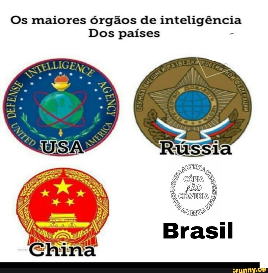 Os maiores órgãos de inteligência
Dos países =
Brasil